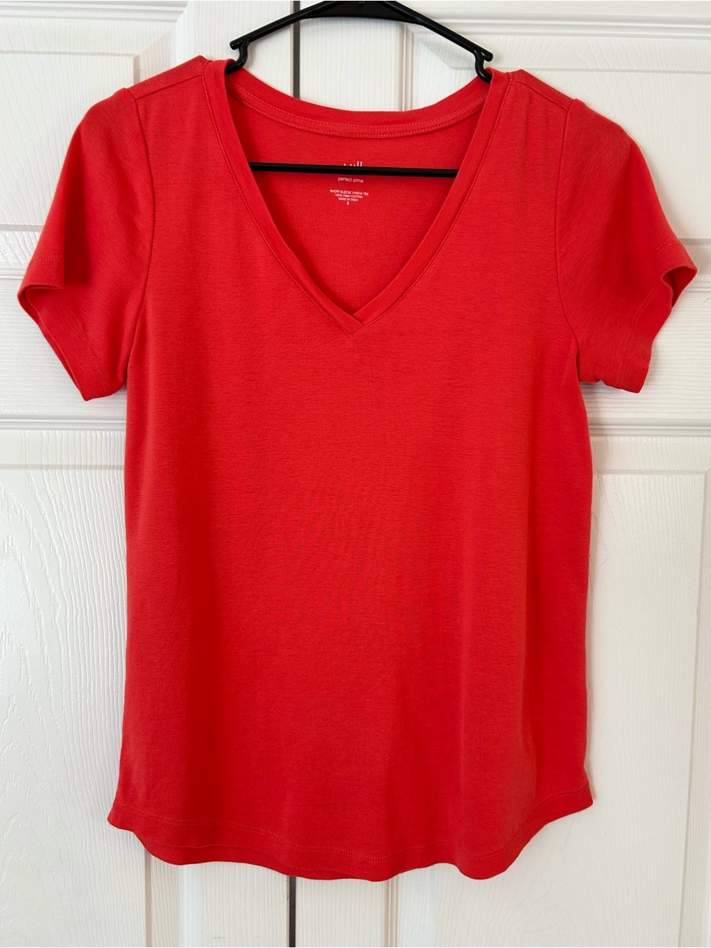 NWOT J.Jill Women’s Orange Perfect Pima Short Sleeve Tunic Blouse Shirt Size S